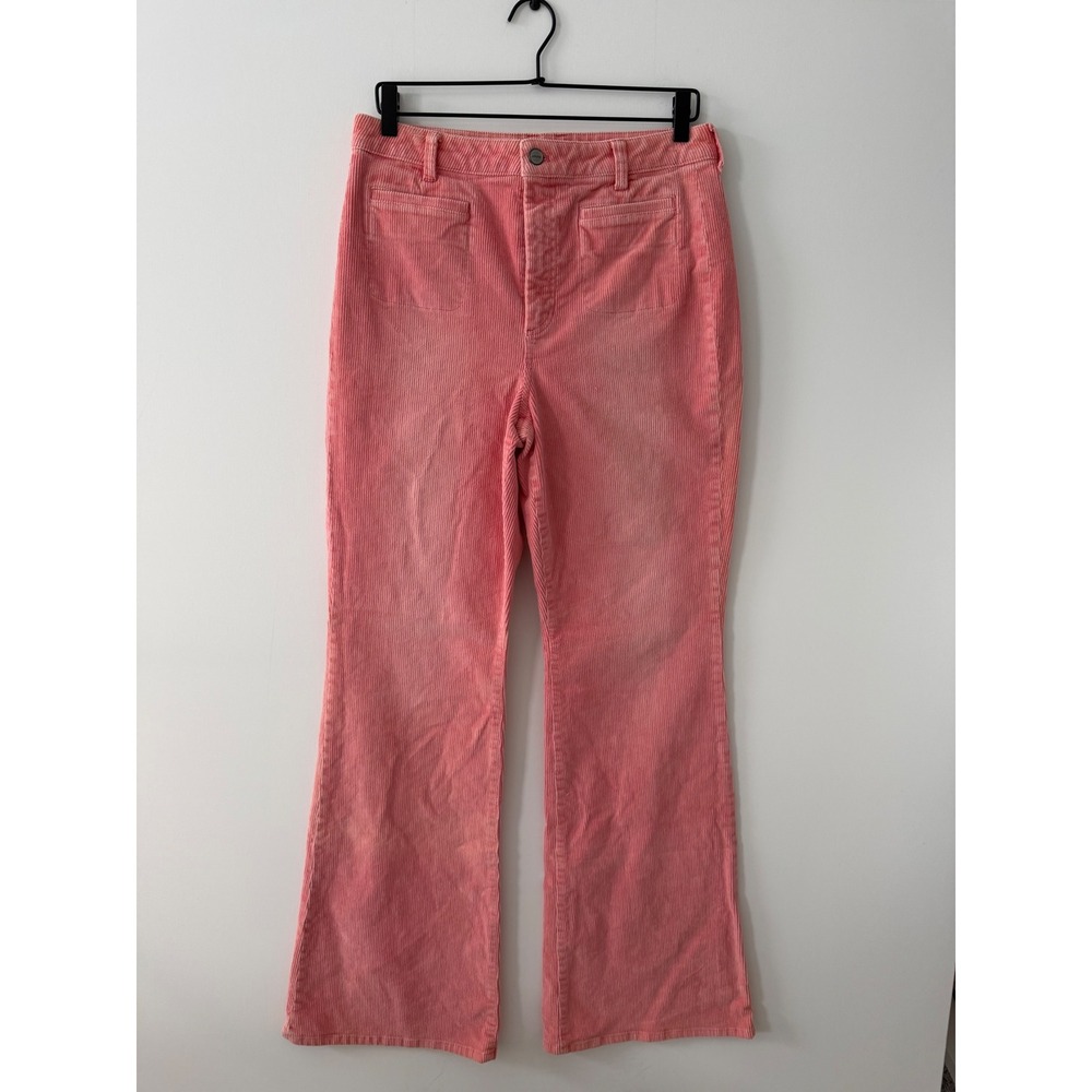 J.Crew Coral Pink Corduroy Flare Leg High Rise Patch Pocket Pants 30T CN733